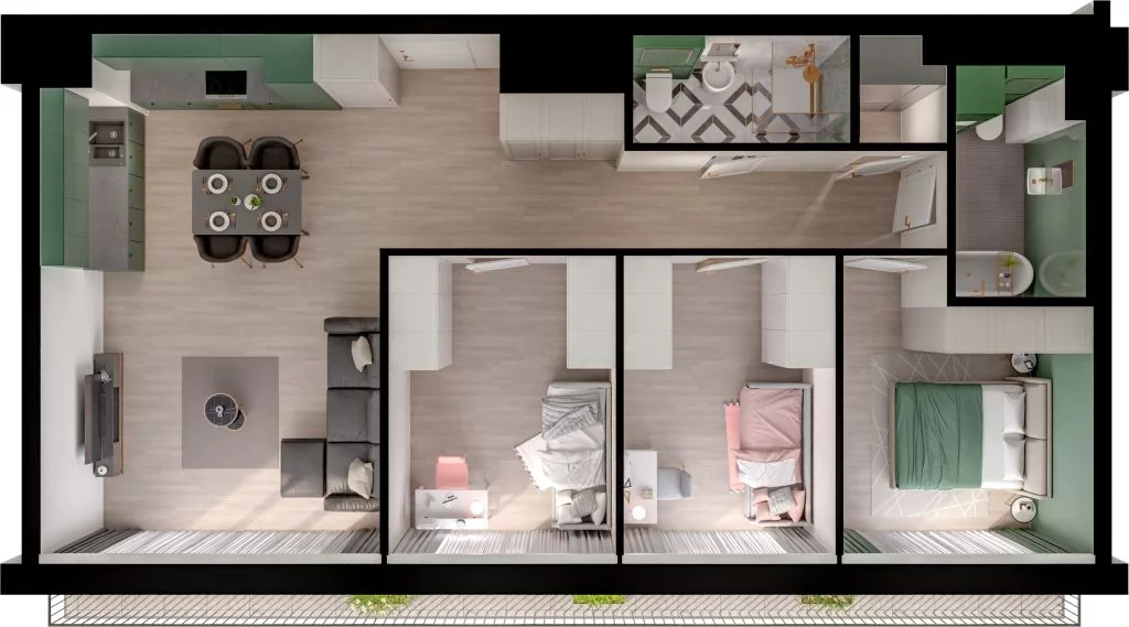 4 pokoje, mieszkanie 82,20 m², piętro 4, oferta nr WO/P3/57, Wiszące Ogrody, Gdańsk, Jasień, Kiełpinek, ul. Przytulna