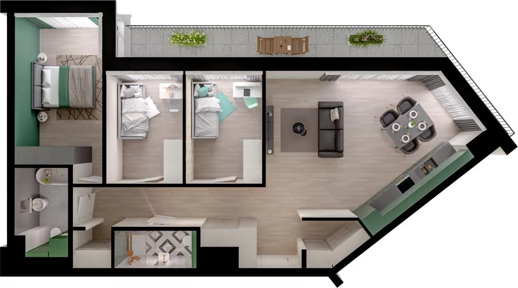 4 pokoje, mieszkanie 85,26 m², piętro 4, oferta nr WO/P3/62, Wiszące Ogrody, Gdańsk, Jasień, Kiełpinek, ul. Przytulna