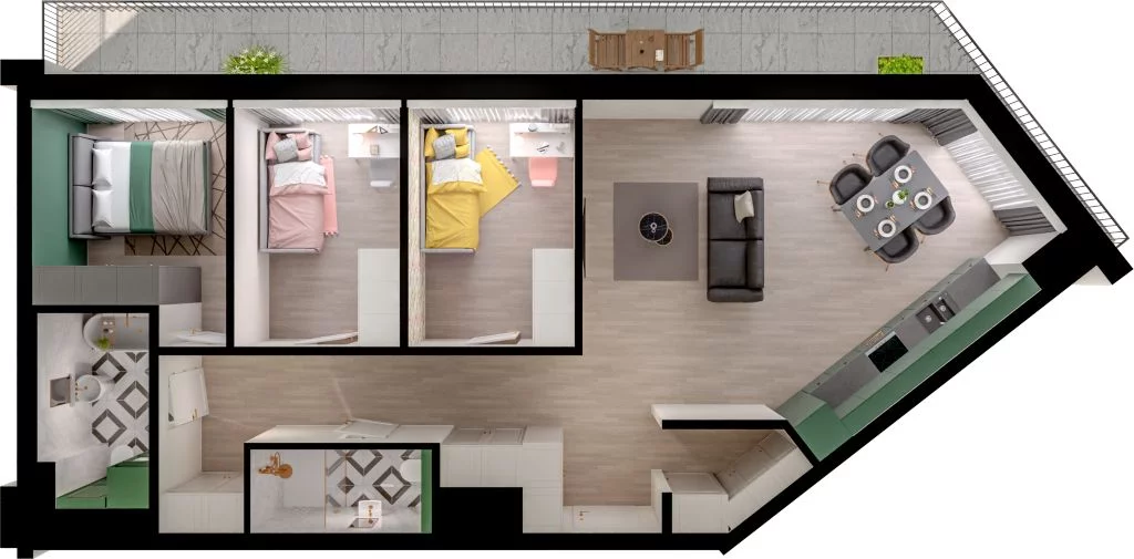 4 pokoje, mieszkanie 80,13 m², piętro 5, oferta nr WO/P3/70, Wiszące Ogrody, Gdańsk, Jasień, Kiełpinek, ul. Przytulna