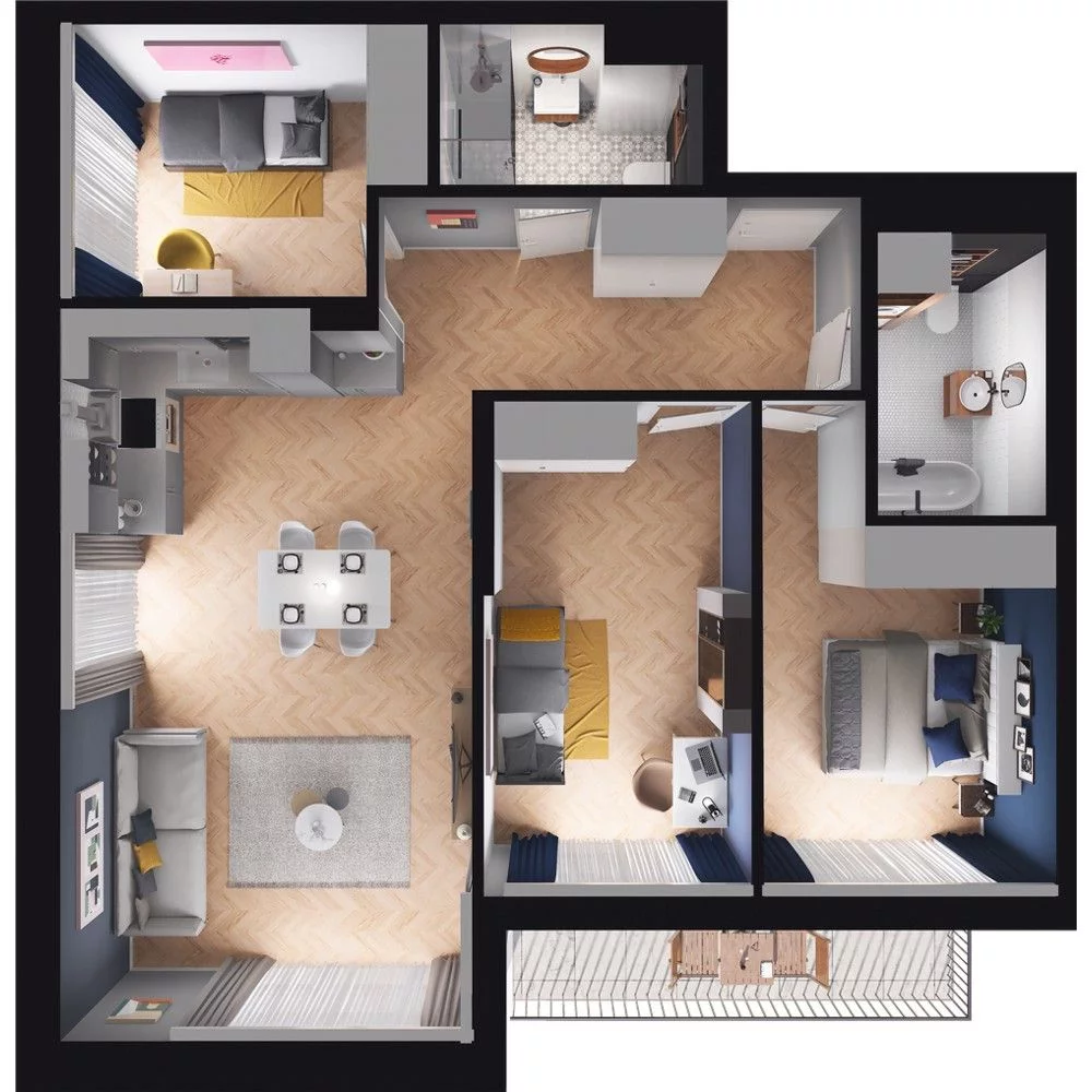 4 pokoje, mieszkanie 83,34 m², parter, oferta nr WO/B2/3, Wiszące Ogrody, Gdańsk, Jasień, Kiełpinek, ul. Przytulna