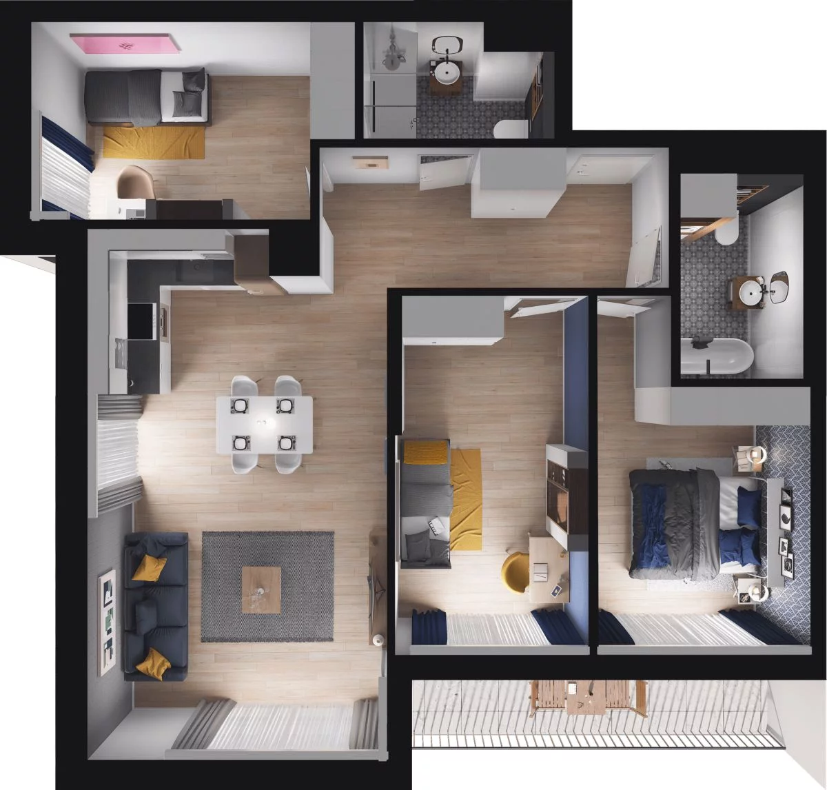 4 pokoje, mieszkanie 85,33 m², piętro 1, oferta nr WO/B2/20, Wiszące Ogrody, Gdańsk, Jasień, Kiełpinek, ul. Przytulna