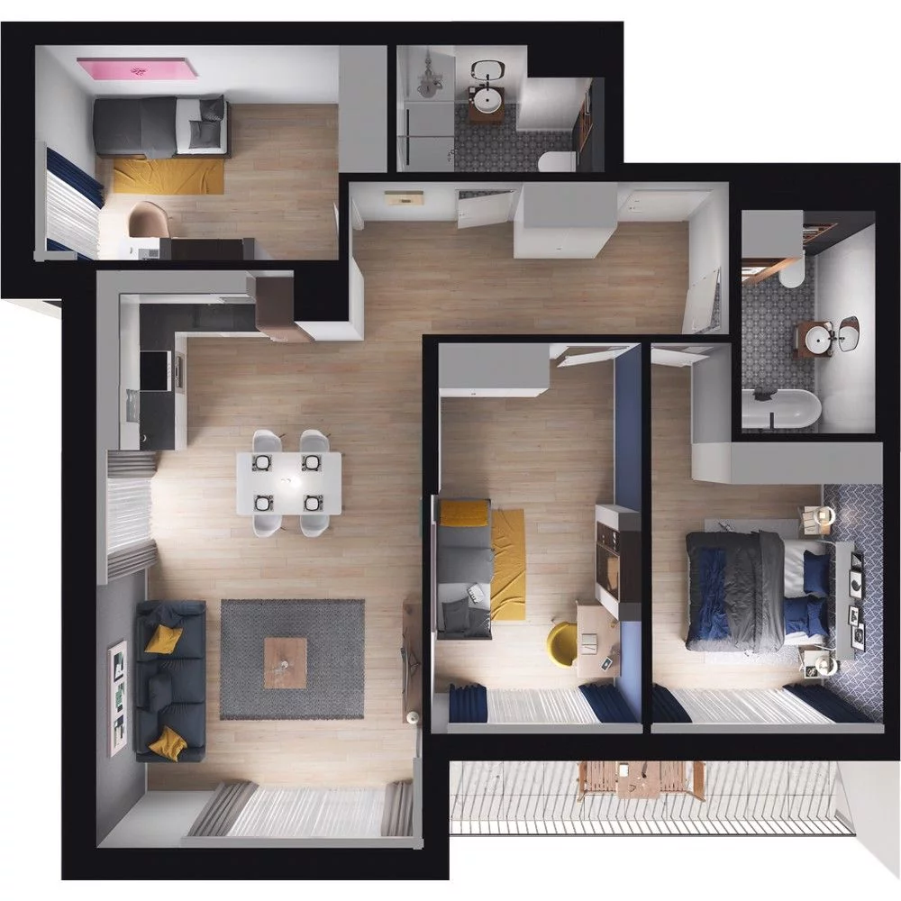 4 pokoje, mieszkanie 85,33 m², piętro 1, oferta nr WO/B2/20, Wiszące Ogrody, Gdańsk, Jasień, Kiełpinek, ul. Przytulna