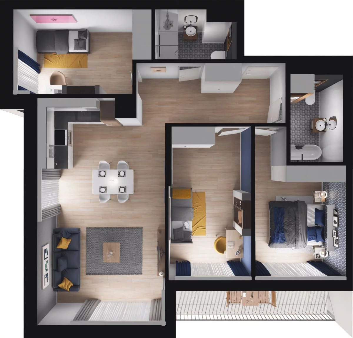 4 pokoje, mieszkanie 85,32 m², piętro 2, oferta nr WO/B2/31, Wiszące Ogrody, Gdańsk, Jasień, Kiełpinek, ul. Przytulna