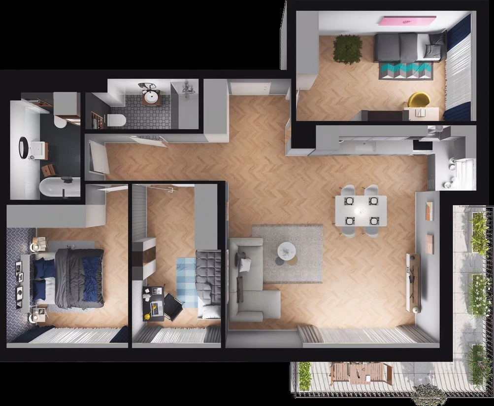 4 pokoje, mieszkanie 86,09 m², piętro 1, oferta nr WO/B3/12, Wiszące Ogrody, Gdańsk, Jasień, Kiełpinek, ul. Przytulna