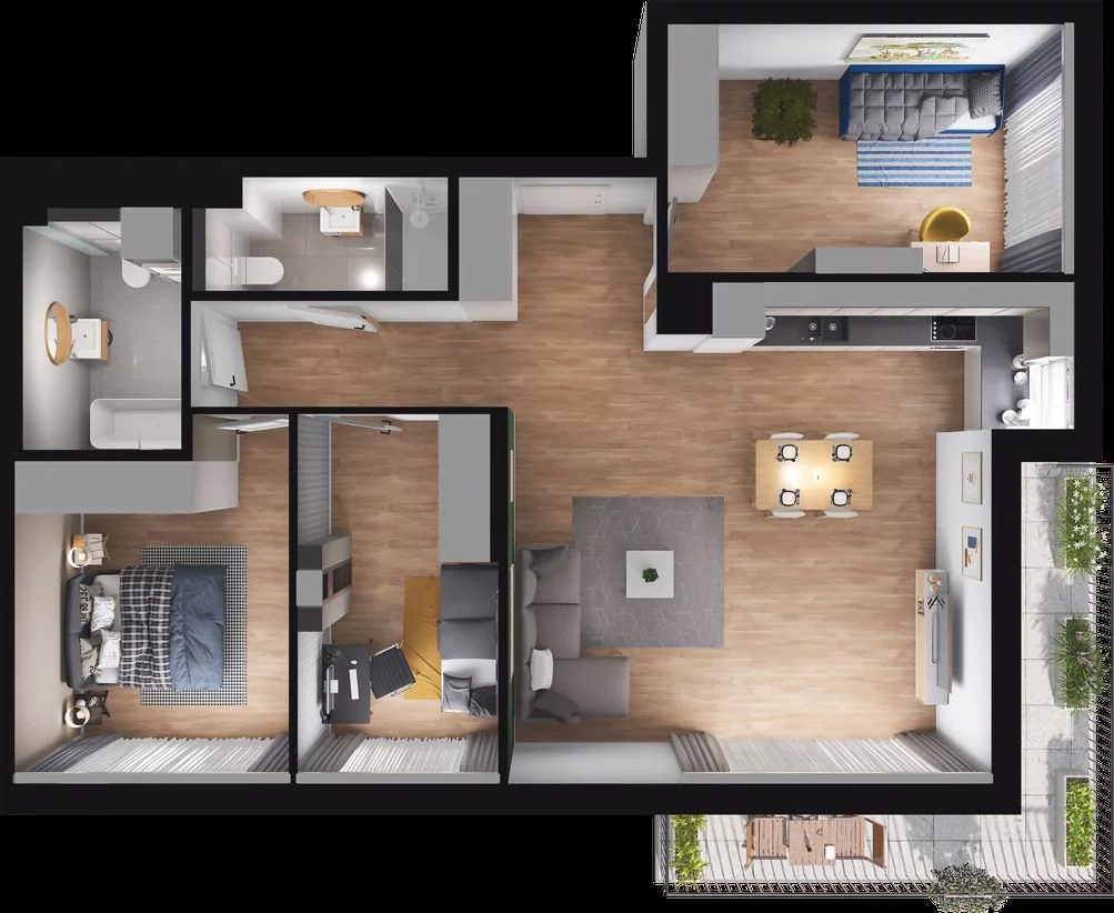 4 pokoje, mieszkanie 86,09 m², piętro 1, oferta nr WO/B3/12, Wiszące Ogrody, Gdańsk, Jasień, Kiełpinek, ul. Przytulna