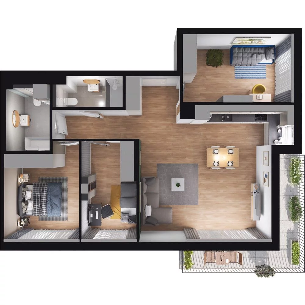 4 pokoje, mieszkanie 86,09 m², piętro 1, oferta nr WO/B3/12, Wiszące Ogrody, Gdańsk, Jasień, Kiełpinek, ul. Przytulna
