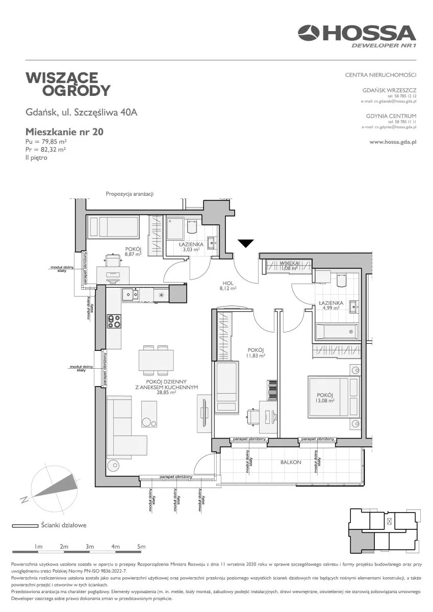 4 pokoje, mieszkanie 82,32 m², piętro 2, oferta nr WO/B3/20, Wiszące Ogrody, Gdańsk, Jasień, Kiełpinek, ul. Przytulna