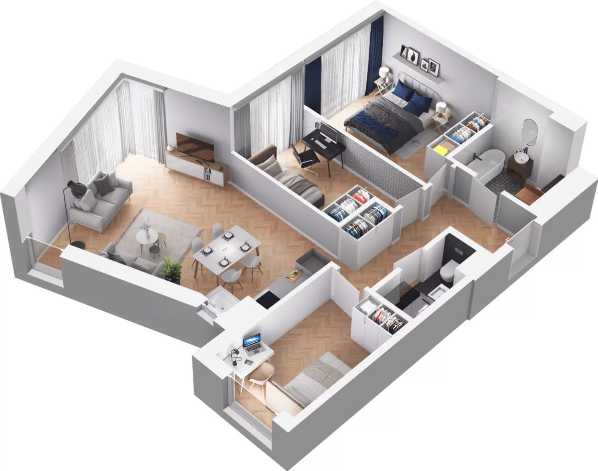 Mieszkanie 73,37 m², piętro 2, oferta nr WO/O18/28, Wiszące Ogrody, Gdańsk, Jasień, Kiełpinek, ul. Przytulna