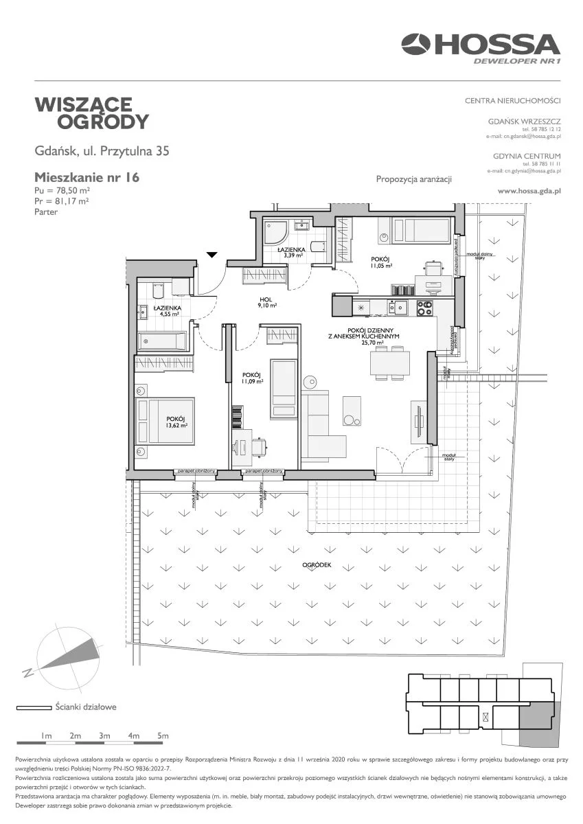 4 pokoje, mieszkanie 81,17 m², parter, oferta nr WO/P35//16, Wiszące Ogrody, Gdańsk, Jasień, Kiełpinek, ul. Przytulna
