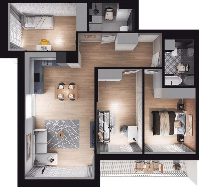 4 pokoje, mieszkanie 84,51 m², piętro 2, oferta nr WO/P35/31, Wiszące Ogrody, Gdańsk, Jasień, Kiełpinek, ul. Przytulna