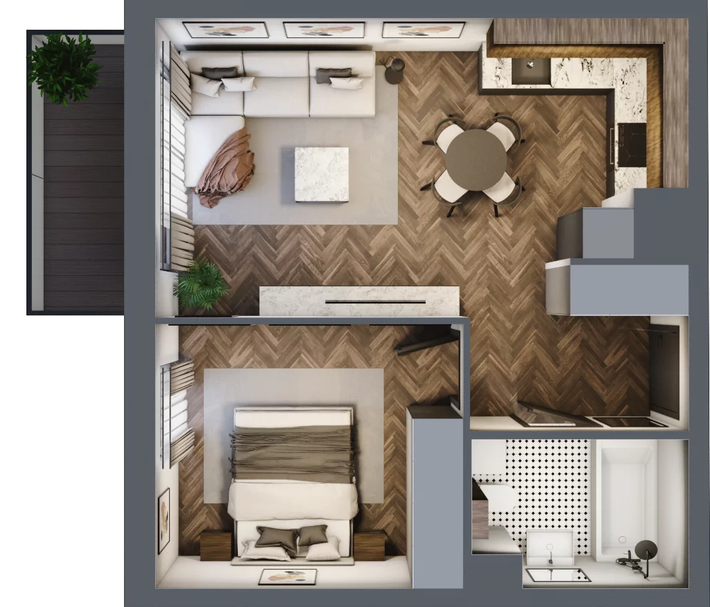2 pokoje, mieszkanie 40,62 m², piętro 1, oferta nr A04, Paderewskiego 29, Katowice, Osiedle Paderewskiego-Muchowiec, Dolina Trzech Stawów, ul. Ignacego Paderewskiego 29