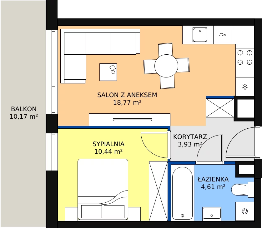 Zalety mieszkania 37.75 m², A06