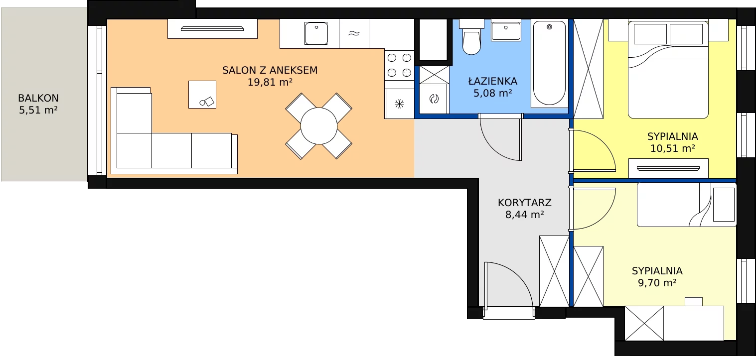 Zalety mieszkania 53.54 m², A59
