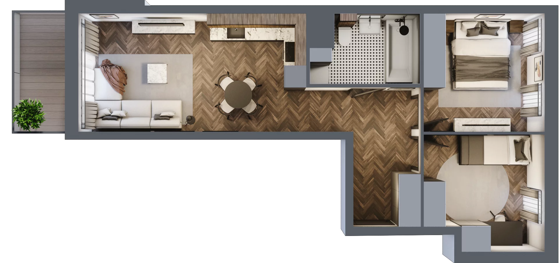 3 pokoje, mieszkanie 53,54 m², piętro 1, oferta nr A59, Paderewskiego 29, Katowice, Osiedle Paderewskiego-Muchowiec, Dolina Trzech Stawów, ul. Ignacego Paderewskiego 29