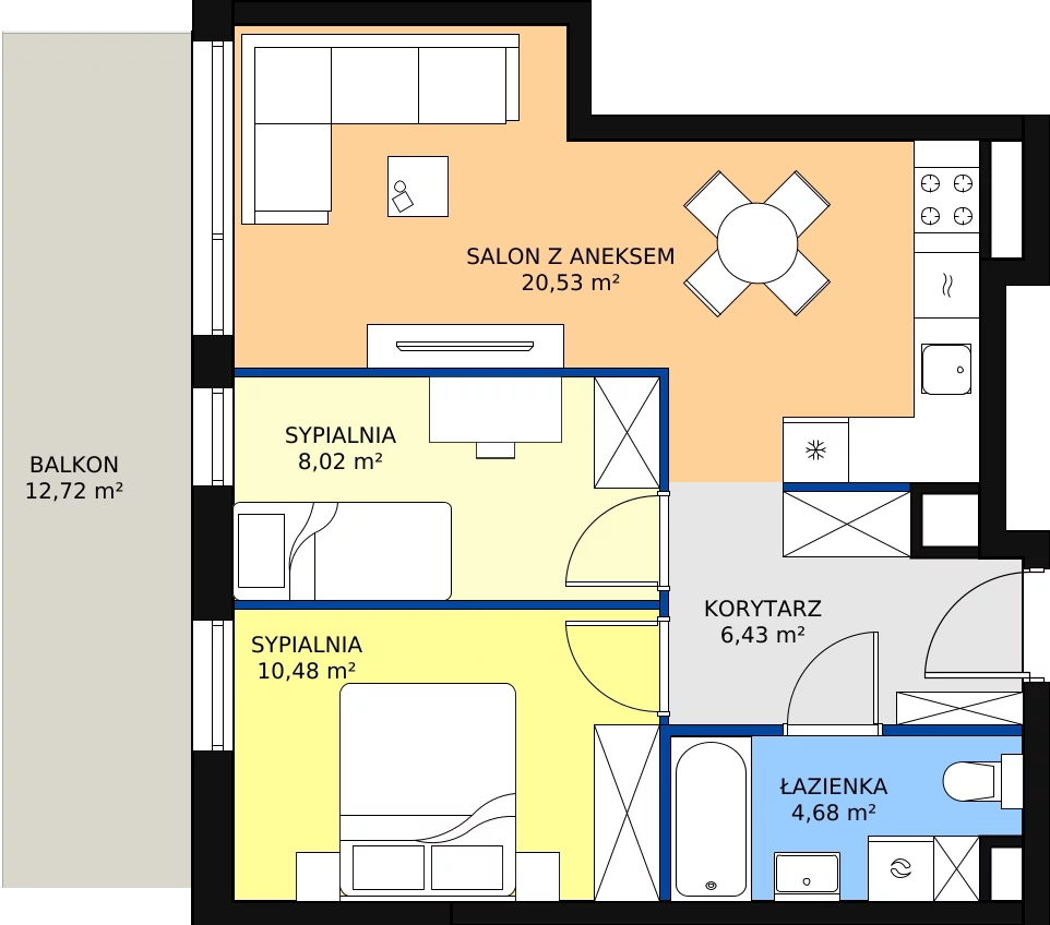 Zalety mieszkania 50.14 m², A61