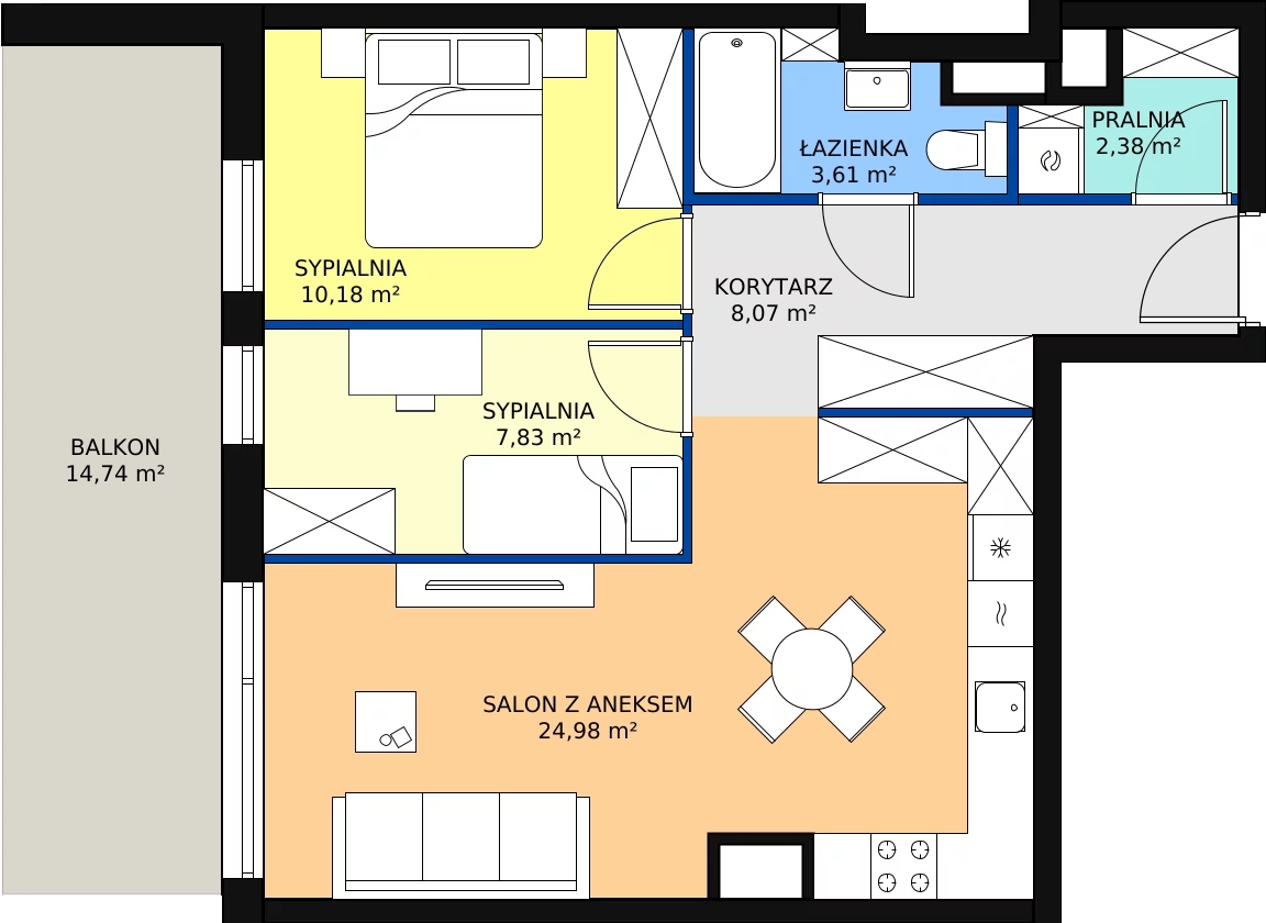 Zalety mieszkania 57.05 m², A62