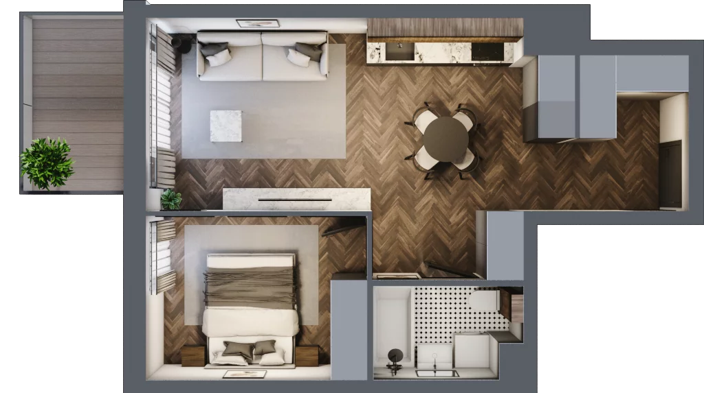 2 pokoje, mieszkanie 42,47 m², piętro 1, oferta nr A63, Paderewskiego 29, Katowice, Osiedle Paderewskiego-Muchowiec, Dolina Trzech Stawów, ul. Ignacego Paderewskiego 29