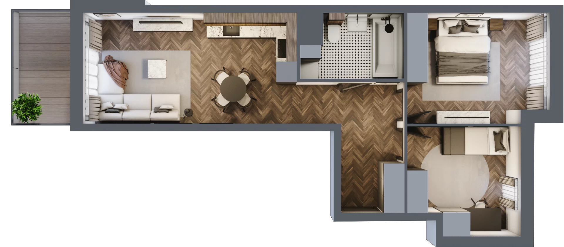 3 pokoje, mieszkanie 55,90 m², piętro 2, oferta nr A65, Paderewskiego 29, Katowice, Osiedle Paderewskiego-Muchowiec, Dolina Trzech Stawów, ul. Ignacego Paderewskiego 29