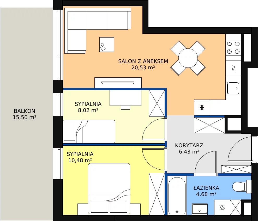 Zalety mieszkania 50.14 m², A67