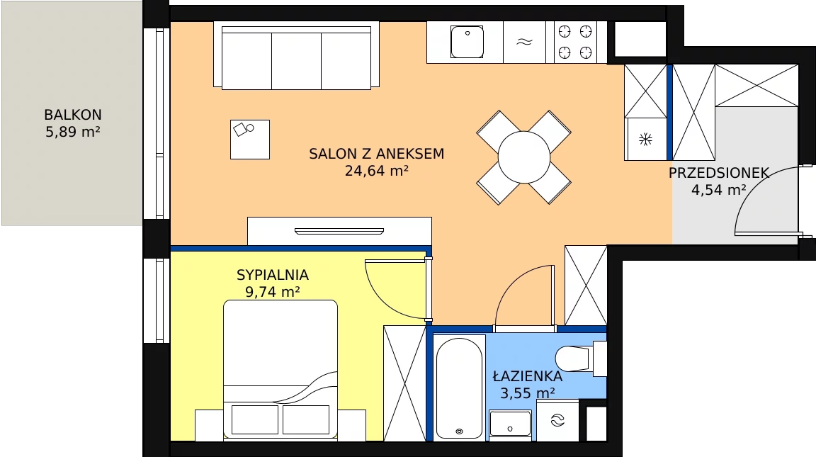 Zalety mieszkania 42.47 m², A69