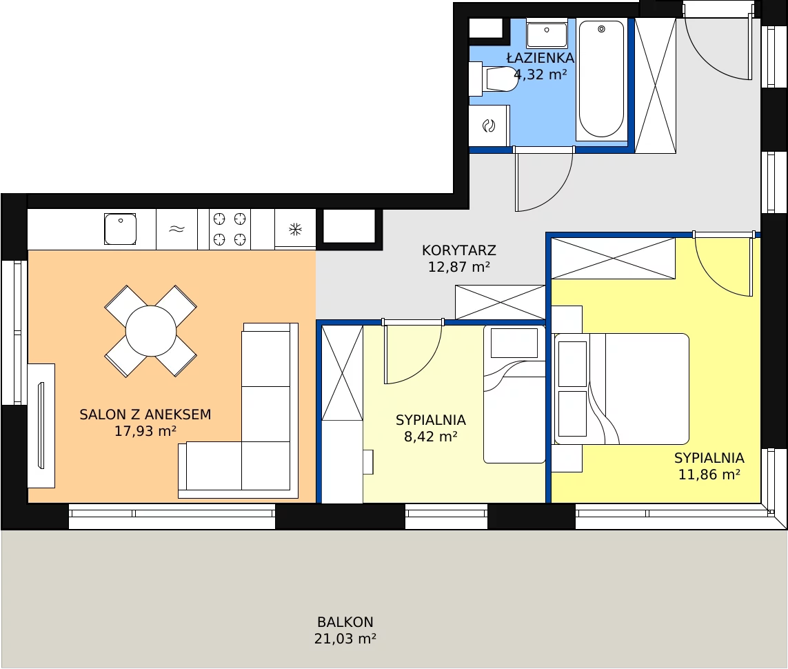 Zalety mieszkania 55.4 m², A88