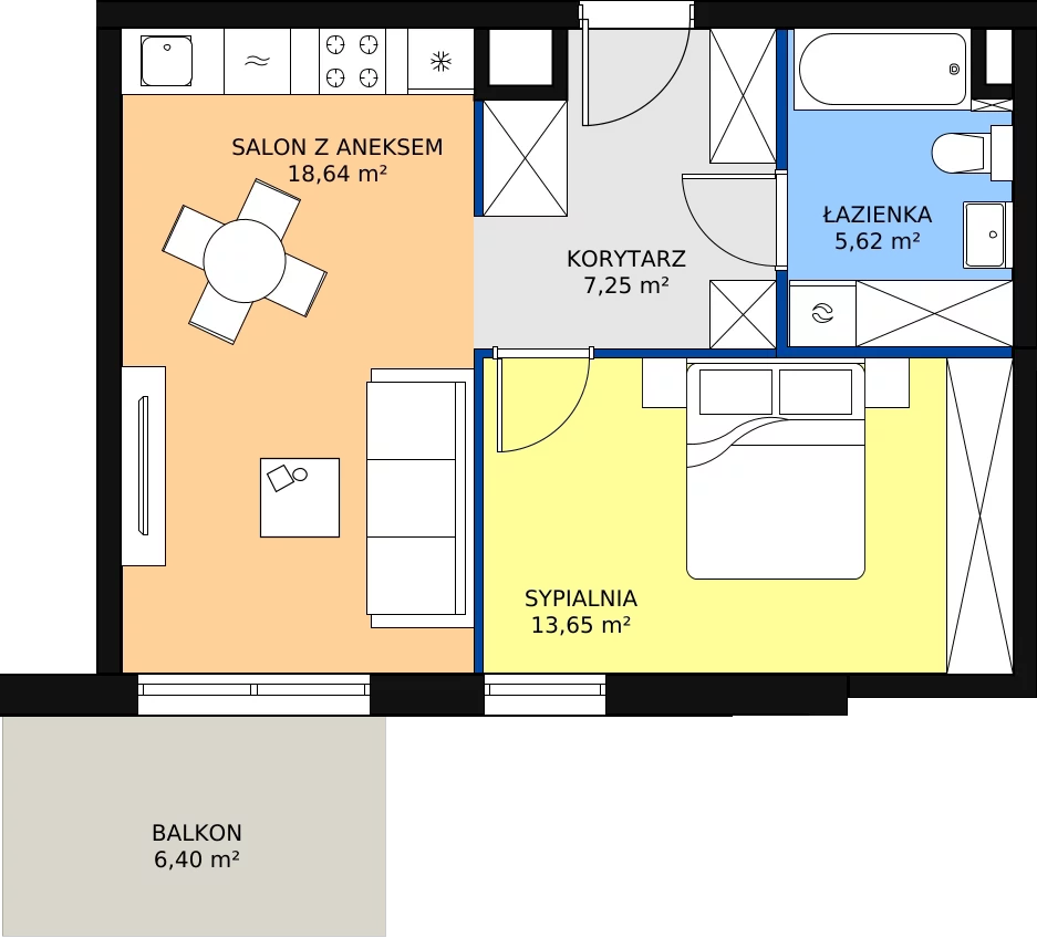Zalety mieszkania 45.16 m², A41