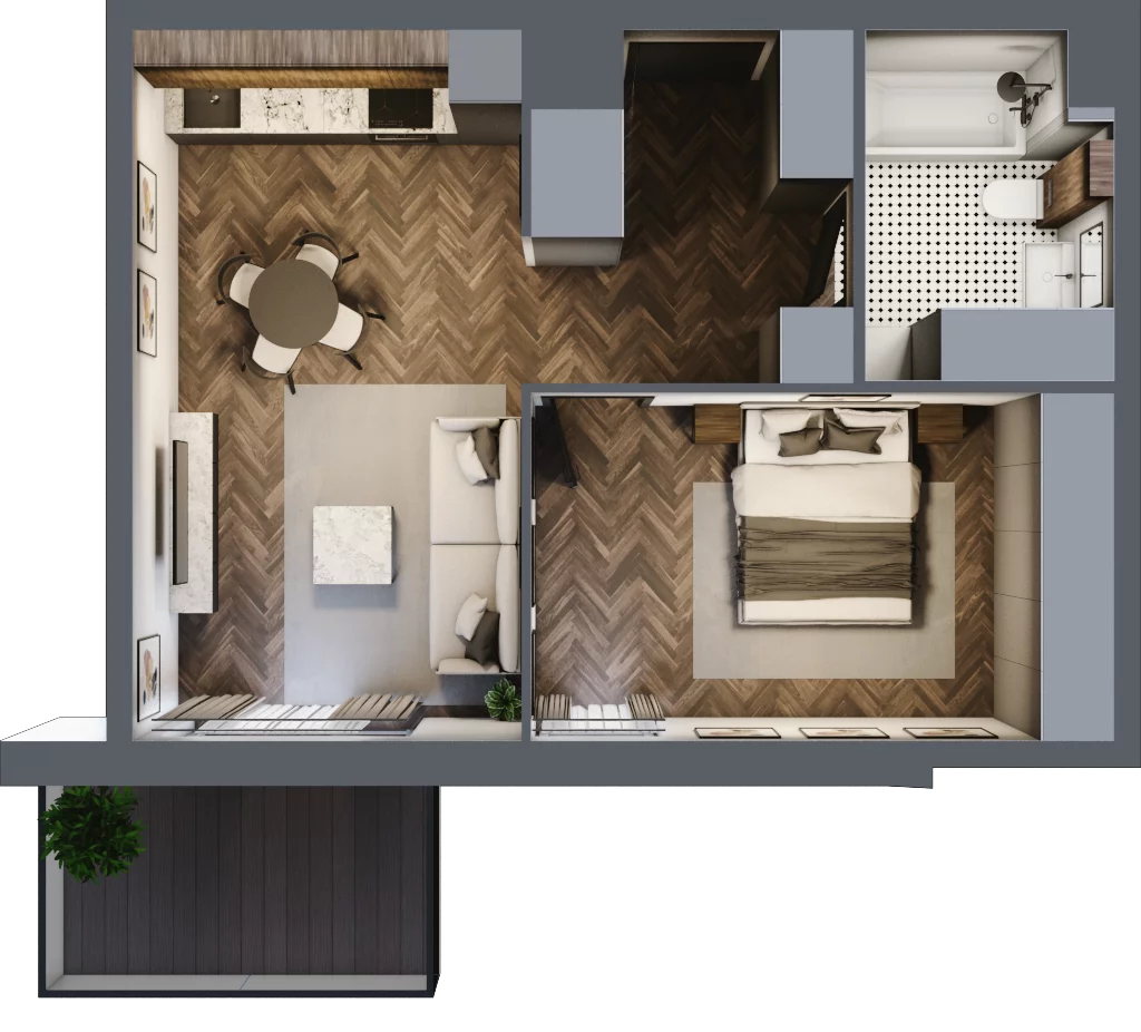2 pokoje, mieszkanie 45,16 m², piętro 6, oferta nr A41, Paderewskiego 29, Katowice, Osiedle Paderewskiego-Muchowiec, Dolina Trzech Stawów, ul. Ignacego Paderewskiego 29