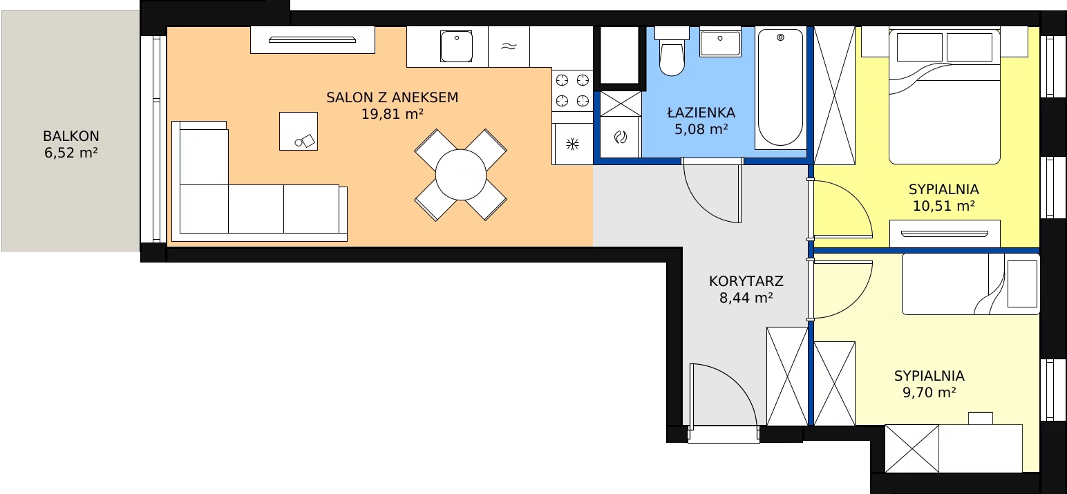 Zalety mieszkania 53.54 m², A95