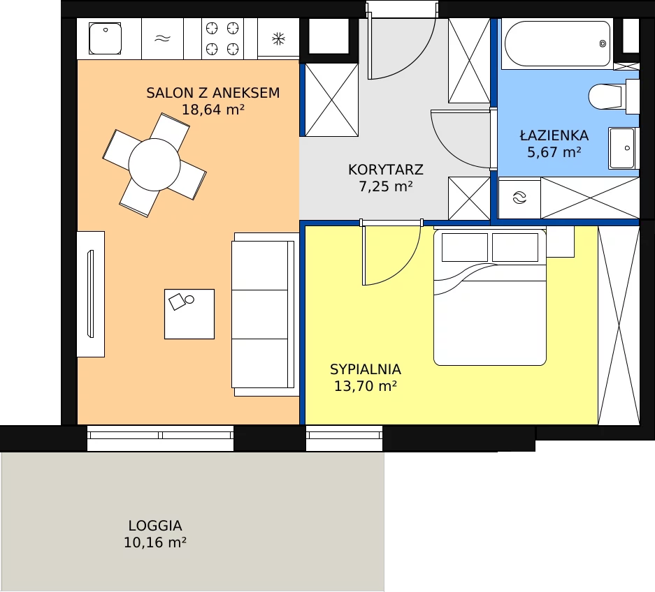 Zalety mieszkania 45.16 m², A54