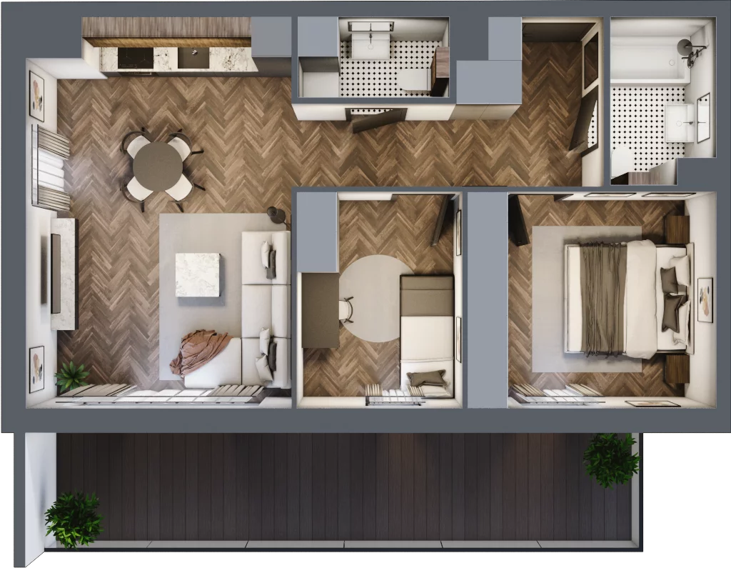 3 pokoje, apartament 57,29 m², piętro 8, oferta nr A58, Paderewskiego 29, Katowice, Osiedle Paderewskiego-Muchowiec, Dolina Trzech Stawów, ul. Ignacego Paderewskiego 29