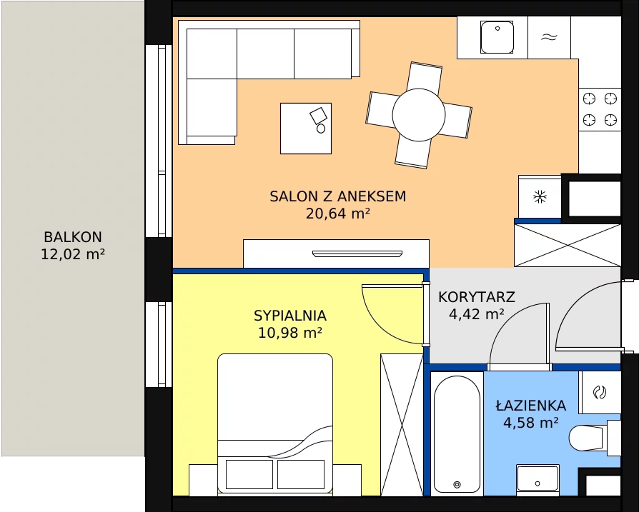 Zalety mieszkania 40.62 m², A45