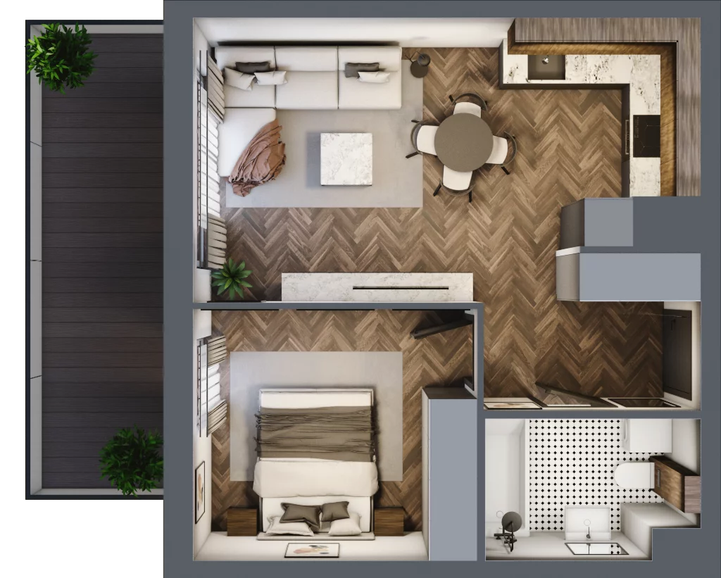 2 pokoje, mieszkanie 40,62 m², piętro 6, oferta nr A45, Paderewskiego 29, Katowice, Osiedle Paderewskiego-Muchowiec, Dolina Trzech Stawów, ul. Ignacego Paderewskiego 29
