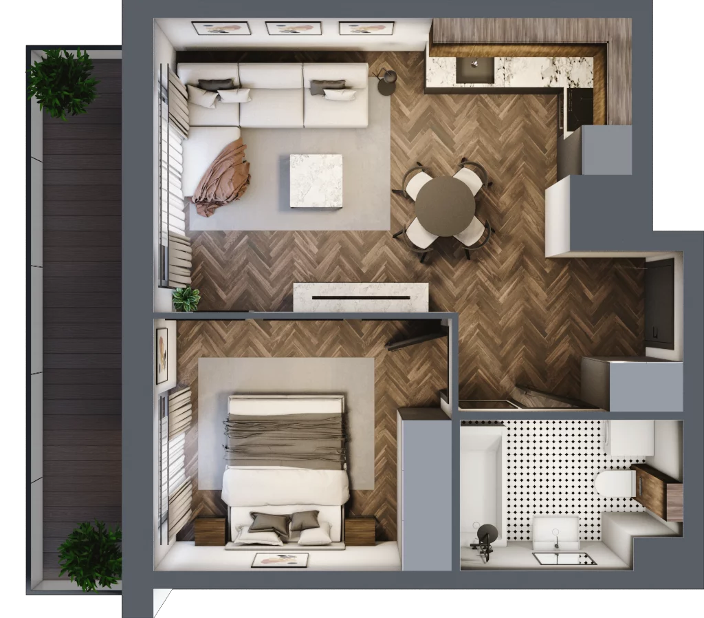 2 pokoje, mieszkanie 39,15 m², piętro 1, oferta nr B03, Paderewskiego 29, Katowice, Osiedle Paderewskiego-Muchowiec, Dolina Trzech Stawów, ul. Ignacego Paderewskiego 29