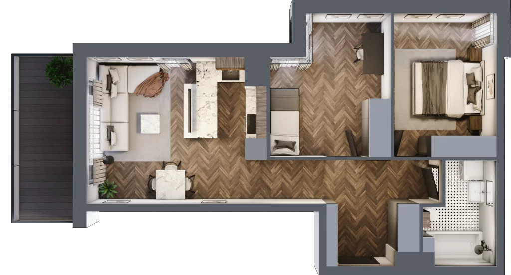 3 pokoje, mieszkanie 57,75 m², piętro 2, oferta nr B11, Paderewskiego 29, Katowice, Osiedle Paderewskiego-Muchowiec, Dolina Trzech Stawów, ul. Ignacego Paderewskiego 29