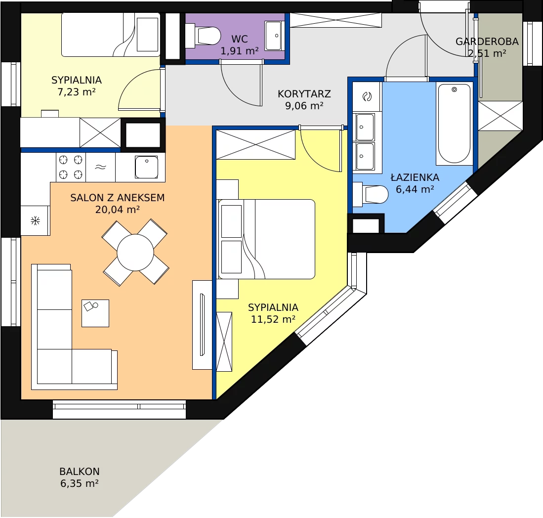 Zalety mieszkania 58.71 m², B18