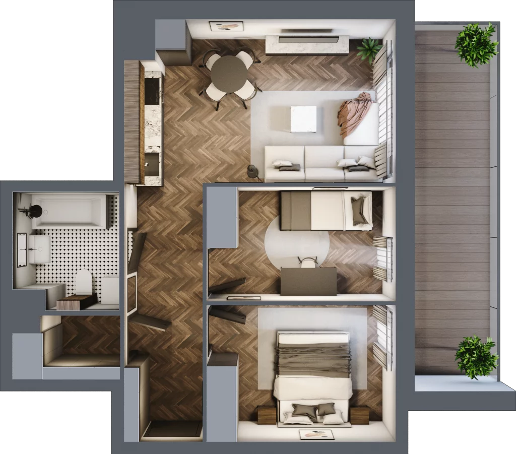 3 pokoje, mieszkanie 51,17 m², piętro 2, oferta nr B19, Paderewskiego 29, Katowice, Osiedle Paderewskiego-Muchowiec, Dolina Trzech Stawów, ul. Ignacego Paderewskiego 29