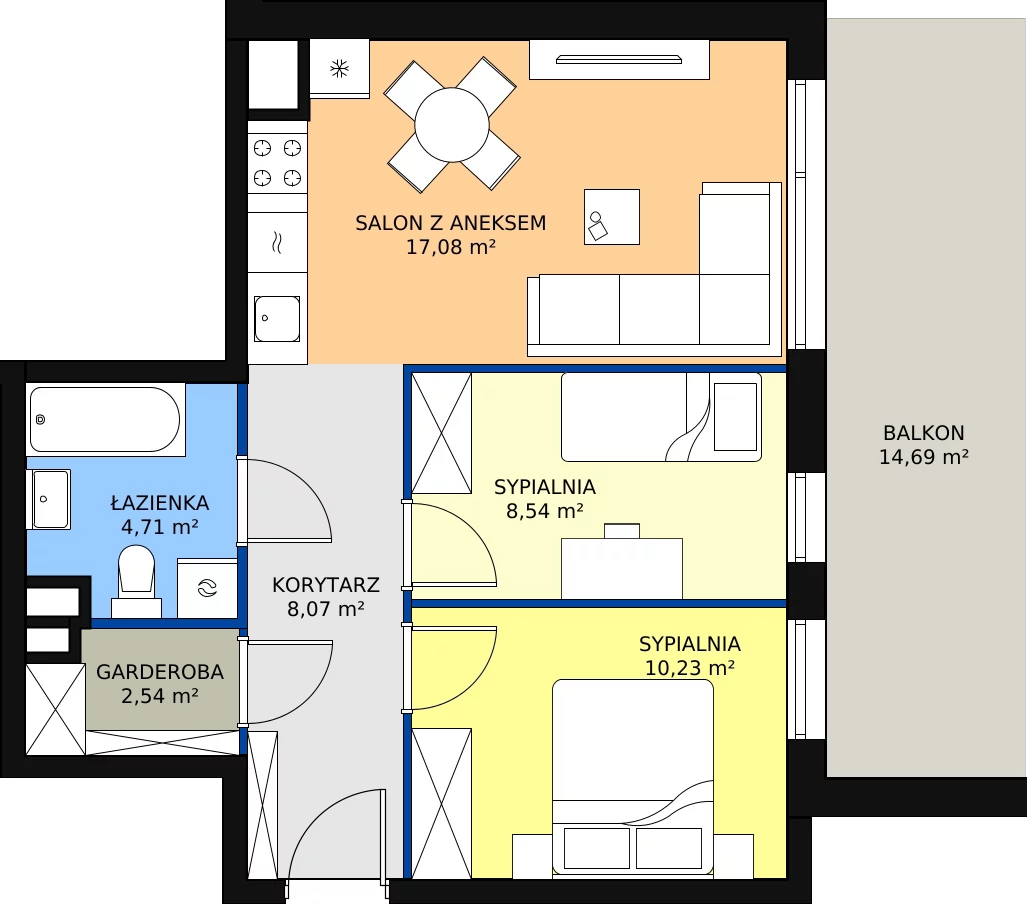 Zalety mieszkania 51.17 m², B29