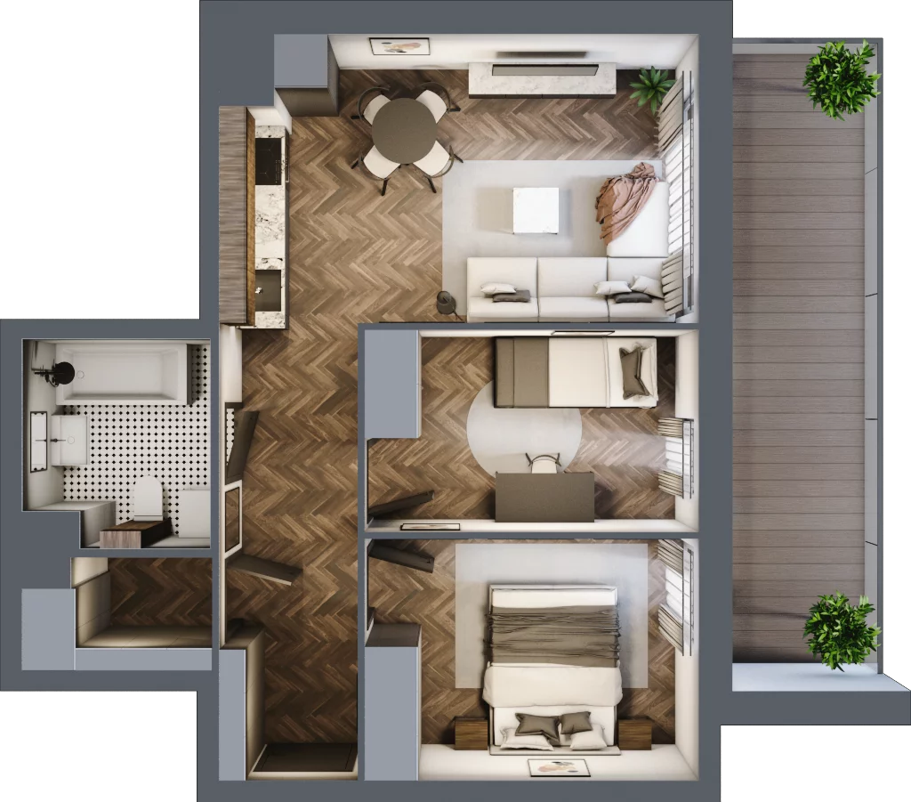 3 pokoje, mieszkanie 51,17 m², piętro 3, oferta nr B29, Paderewskiego 29, Katowice, Osiedle Paderewskiego-Muchowiec, Dolina Trzech Stawów, ul. Ignacego Paderewskiego 29