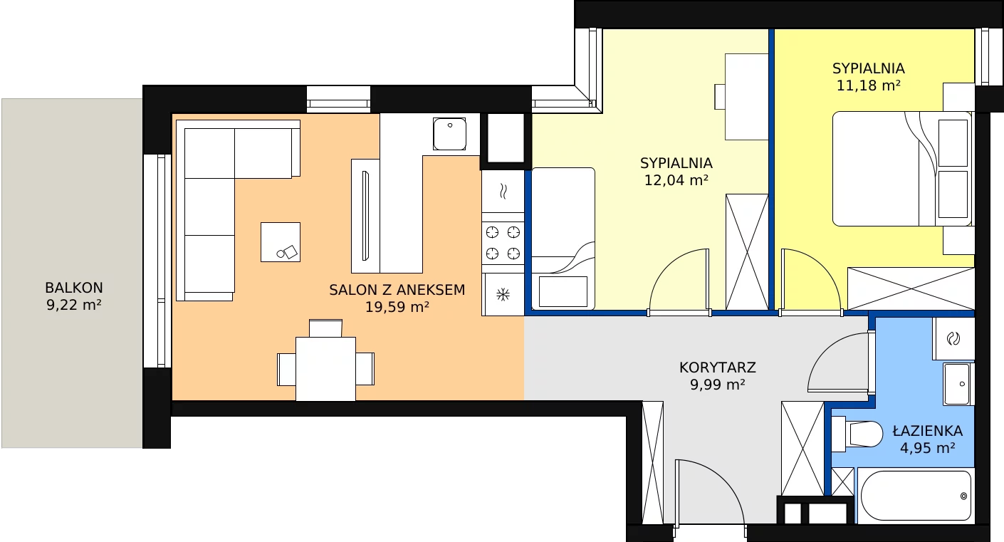 Zalety mieszkania 57.75 m², B31
