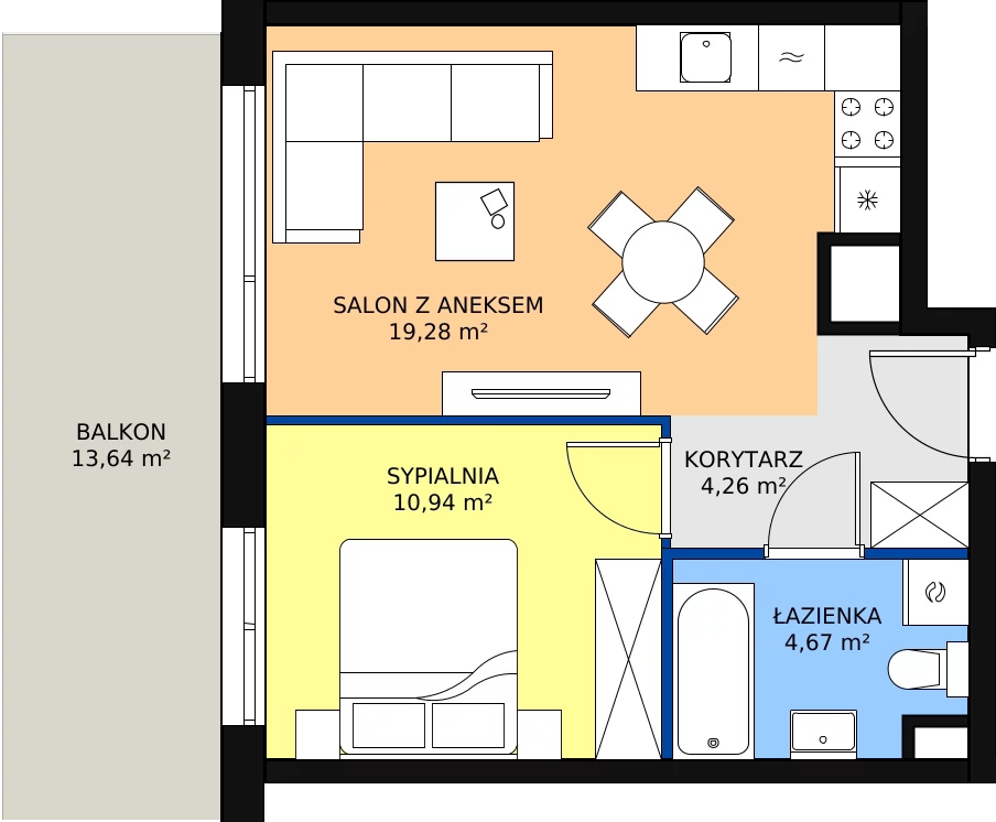 Zalety mieszkania 39.15 m², B43