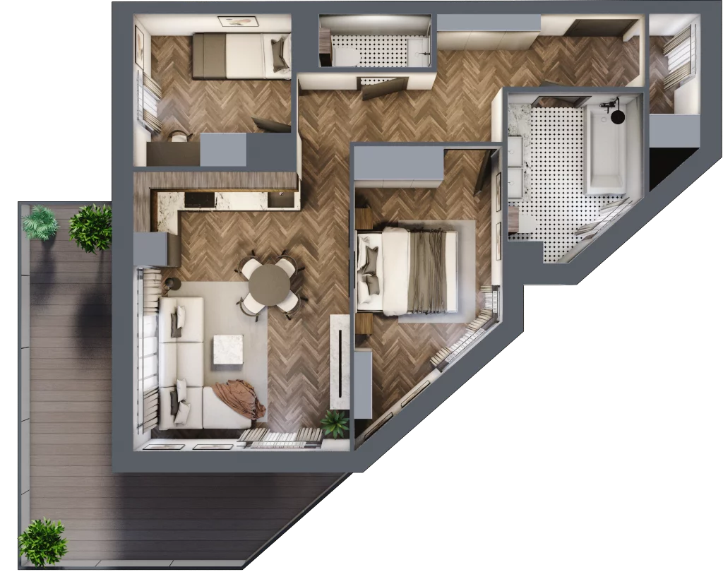 3 pokoje, mieszkanie 58,71 m², piętro 5, oferta nr B48, Paderewskiego 29, Katowice, Osiedle Paderewskiego-Muchowiec, Dolina Trzech Stawów, ul. Ignacego Paderewskiego 29