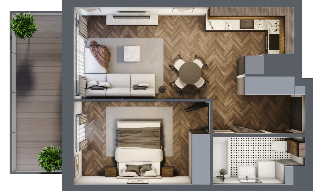 2 pokoje, mieszkanie 40,74 m², piętro 6, oferta nr B56, Paderewskiego 29, Katowice, Osiedle Paderewskiego-Muchowiec, Dolina Trzech Stawów, ul. Ignacego Paderewskiego 29