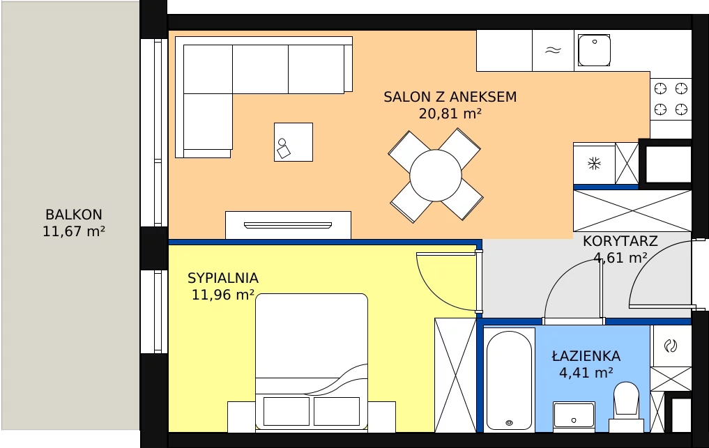 Zalety mieszkania 41.79 m², B57