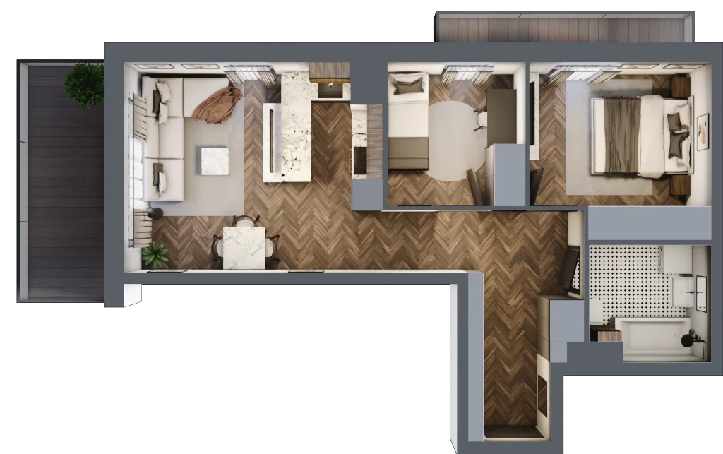 3 pokoje, mieszkanie 54,01 m², piętro 7, oferta nr B61, Paderewskiego 29, Katowice, Osiedle Paderewskiego-Muchowiec, Dolina Trzech Stawów, ul. Ignacego Paderewskiego 29
