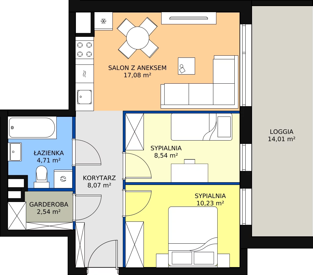 Zalety mieszkania 51.17 m², B75