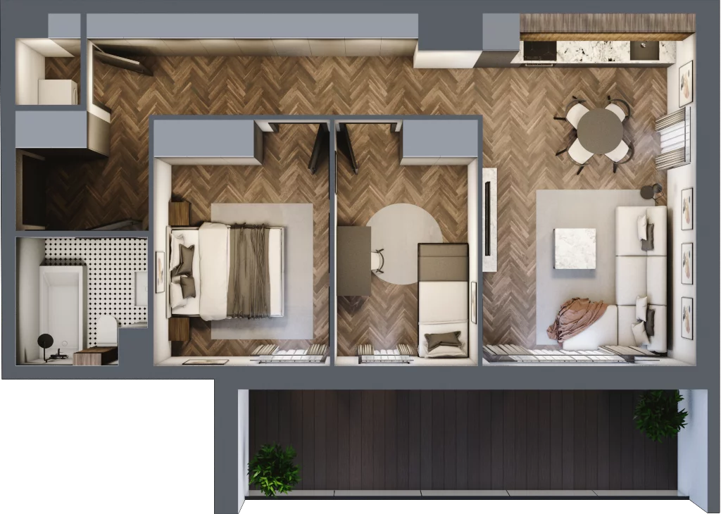 3 pokoje, mieszkanie 59,42 m², piętro 8, oferta nr B76, Paderewskiego 29, Katowice, Osiedle Paderewskiego-Muchowiec, Dolina Trzech Stawów, ul. Ignacego Paderewskiego 29