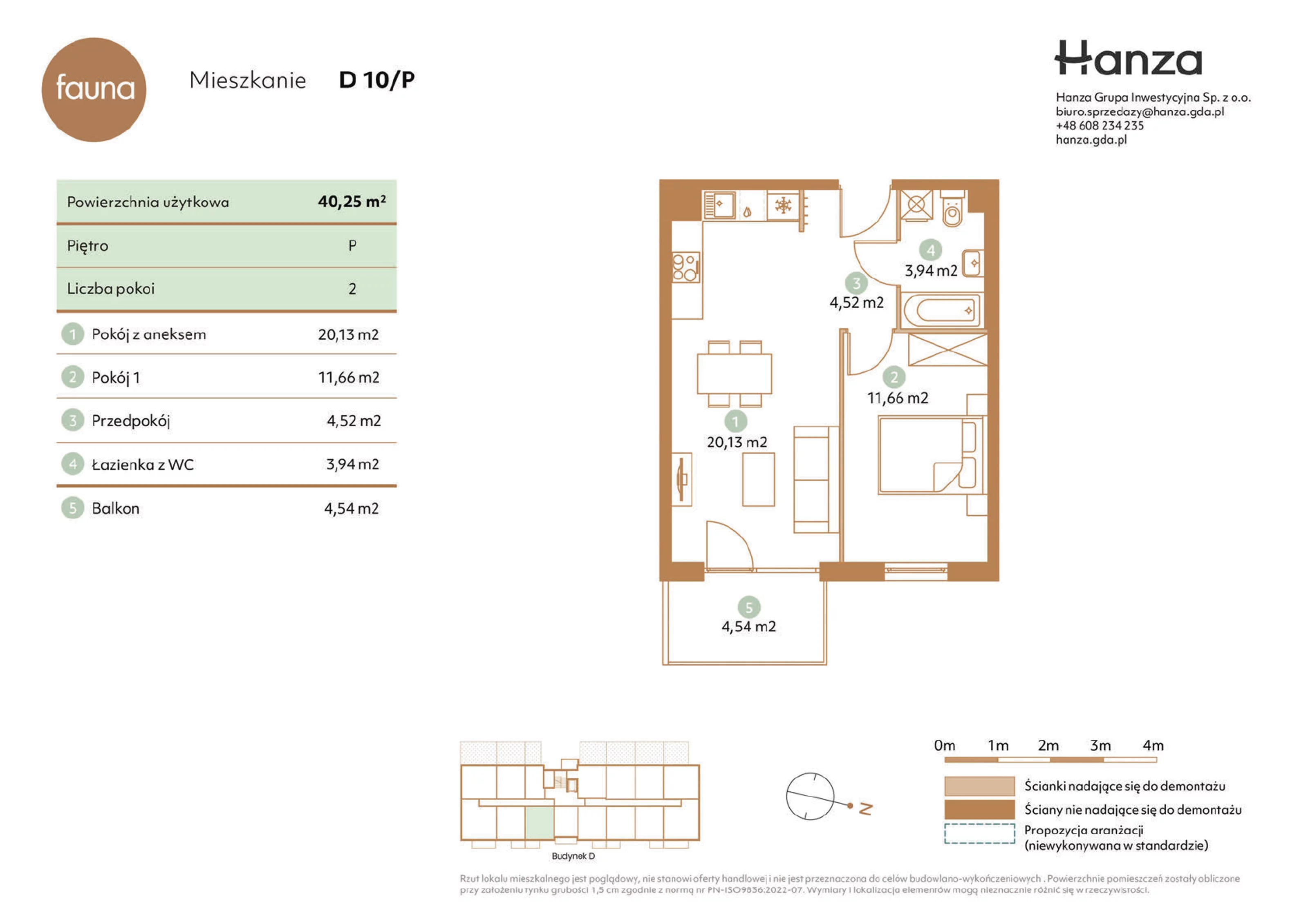 Mieszkanie 40,25 m², parter, oferta nr D10/P, Fauna - bud. D, Gdańsk, Orunia Górna-Gdańsk Południe, ul. Hokejowa 25