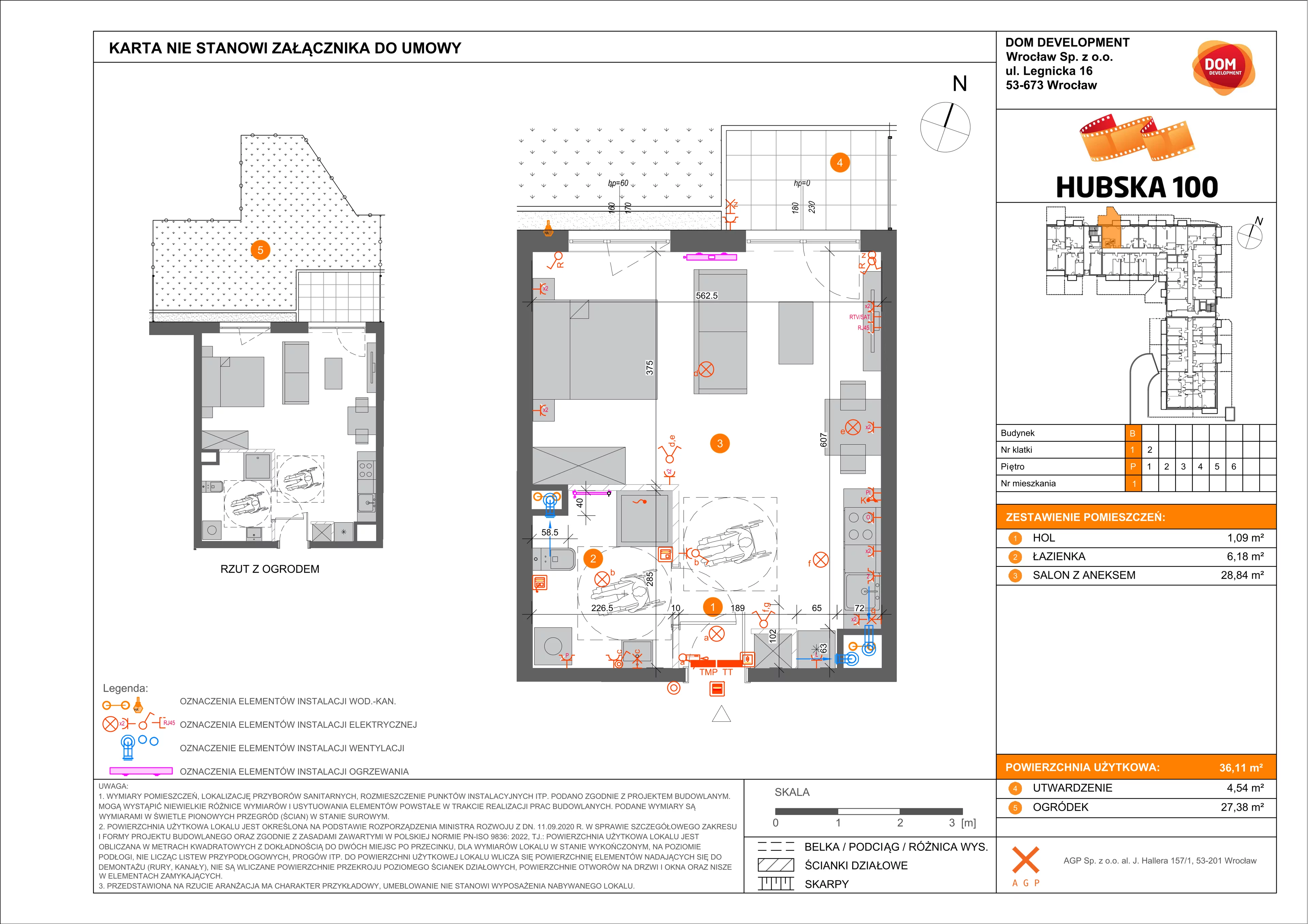 Mieszkanie 36,11 m², parter, oferta nr B/1, Hubska 100, Wrocław, Huby, Krzyki, ul. Hubska 100