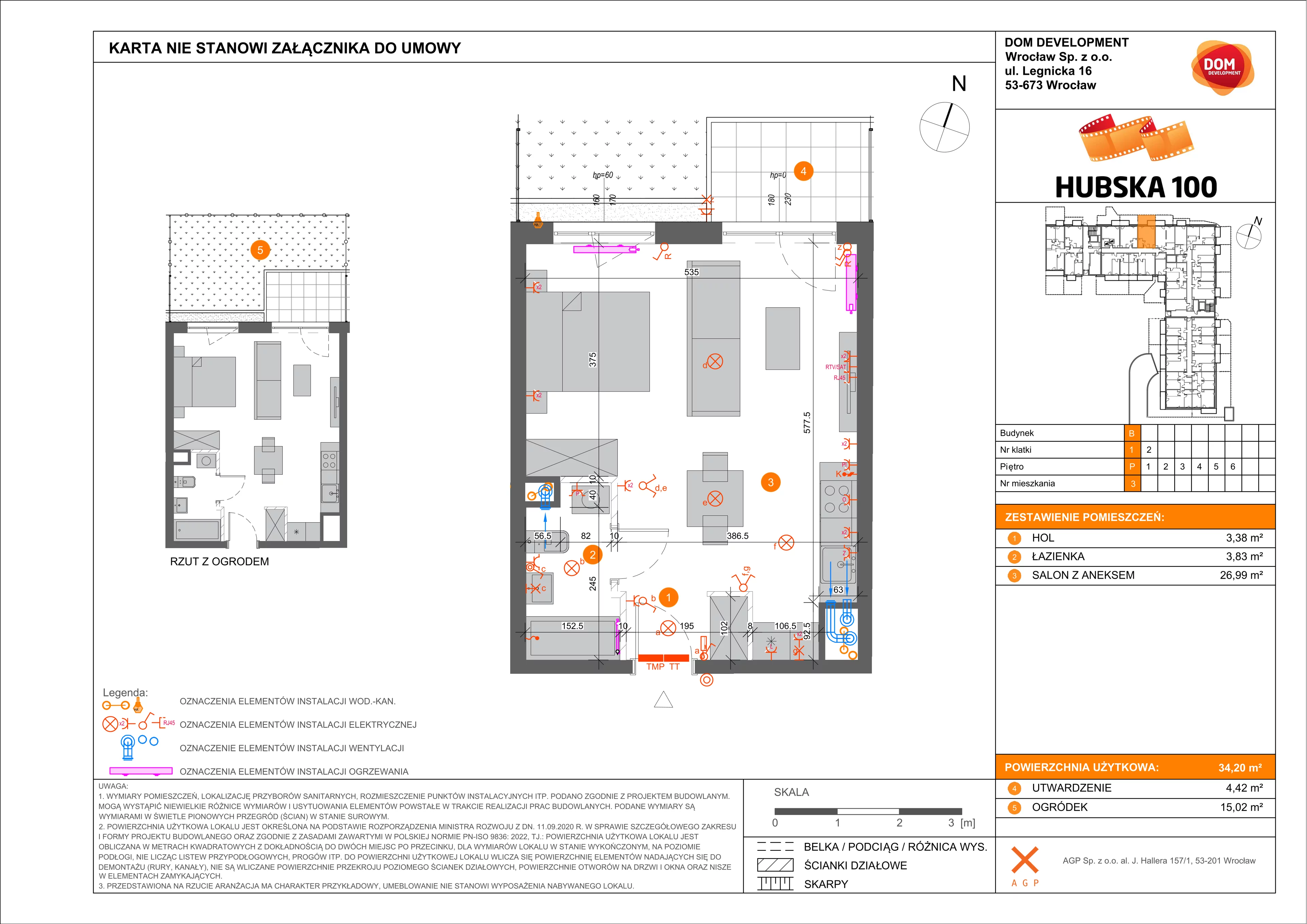 Mieszkanie 34,20 m², parter, oferta nr B/3, Hubska 100, Wrocław, Huby, Krzyki, ul. Hubska 100