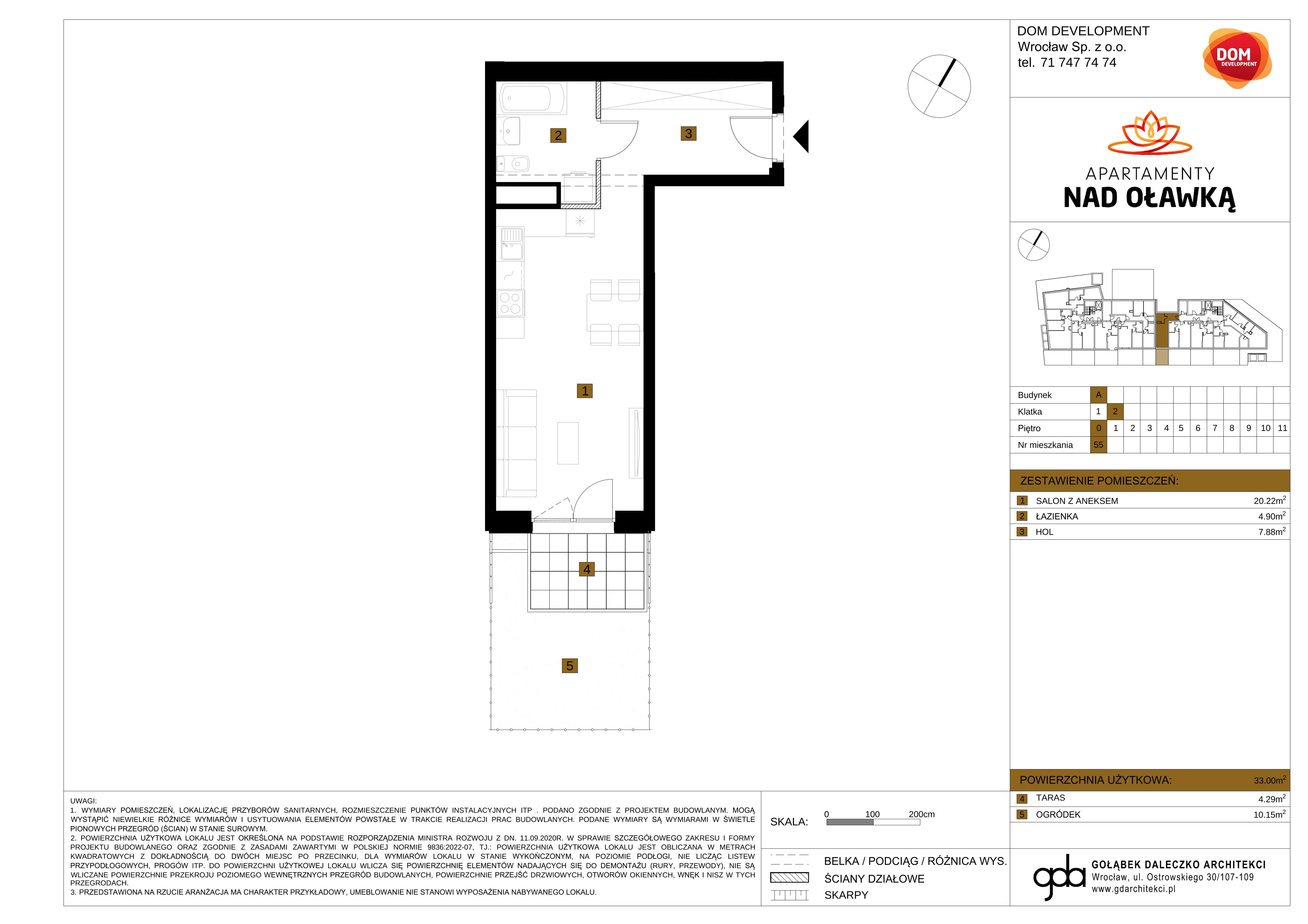 1 pokój, mieszkanie 33,00 m², parter, oferta nr A/55, Apartamenty nad Oławką, Wrocław, Przedmieście Oławskie, Krzyki, ul. Krakowska 98